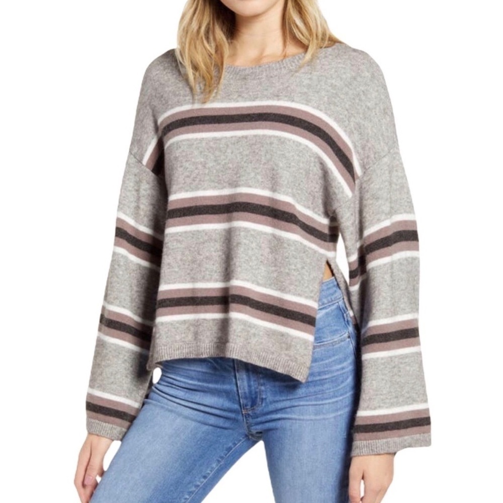 Cupcakes & Cashmere Armour Striped Sweater Bell Sleeve Size Small